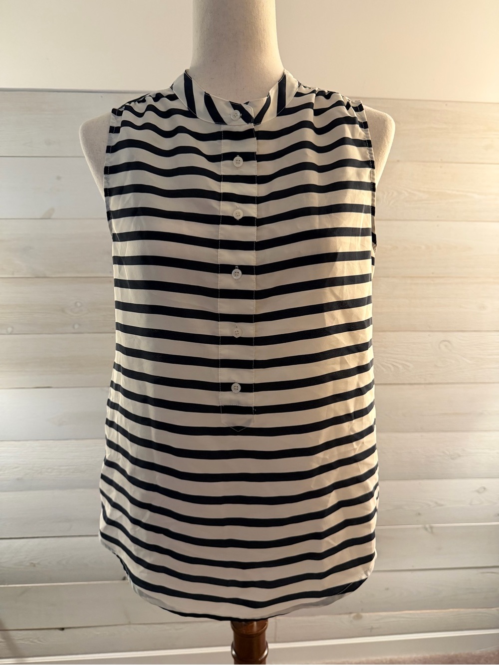 J. Crew Striped Sleeveless Button-Up Lightweight Top